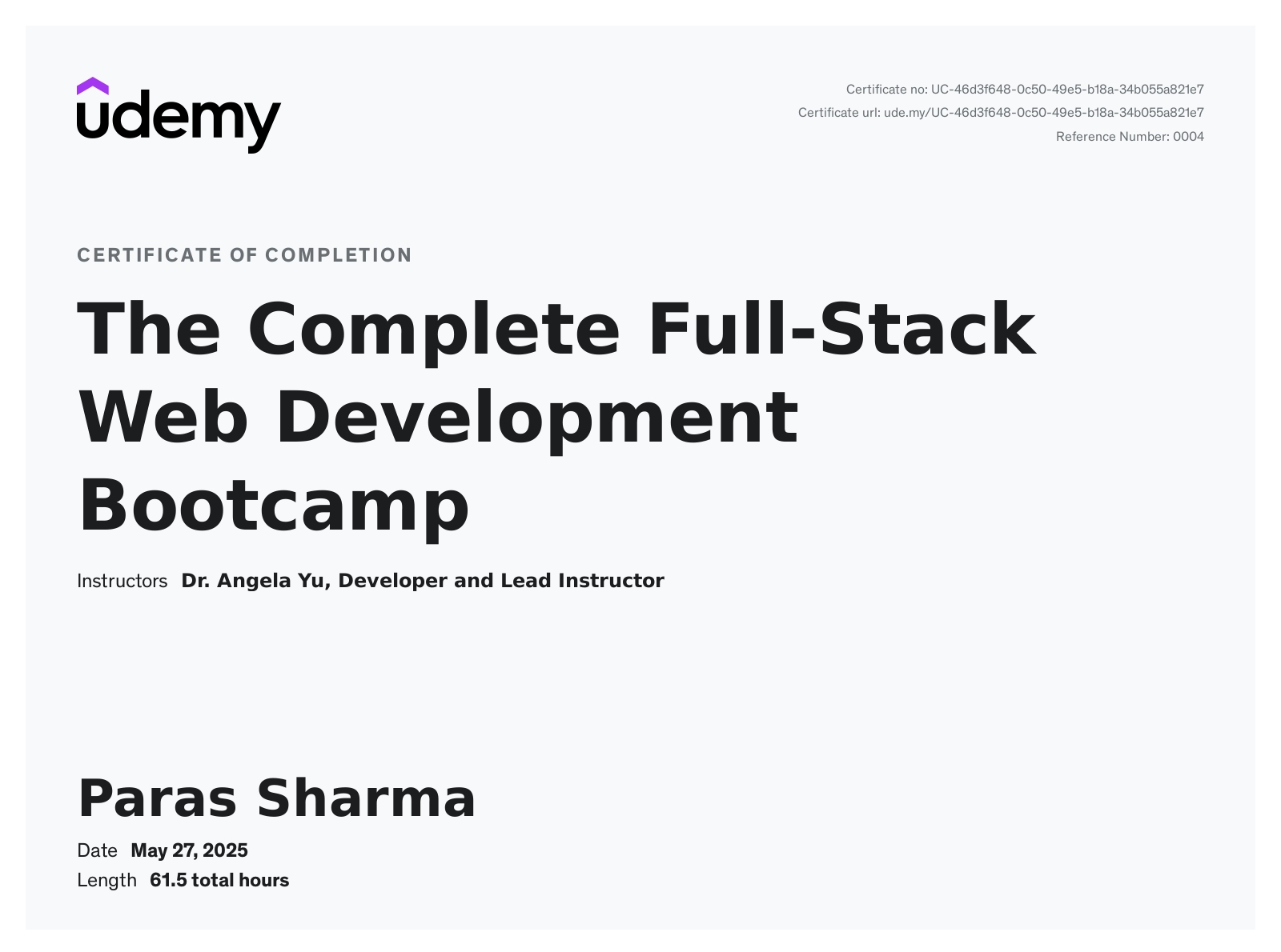 Web Development Certificate